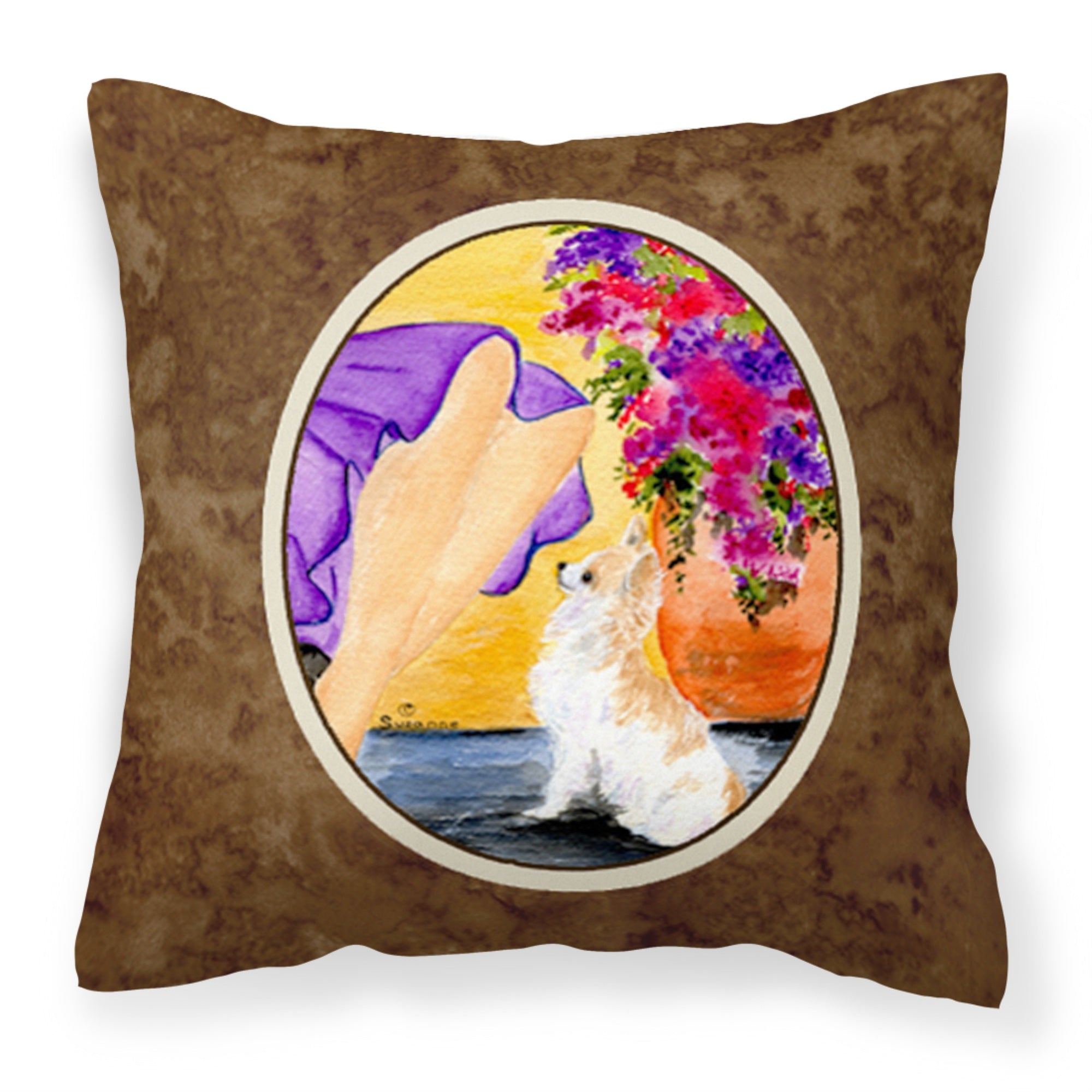 Carolines Treasures SS8521PW1414 Lady with her Chihuahua Decorative Canvas Fabric Pillow, Large, Multicolor