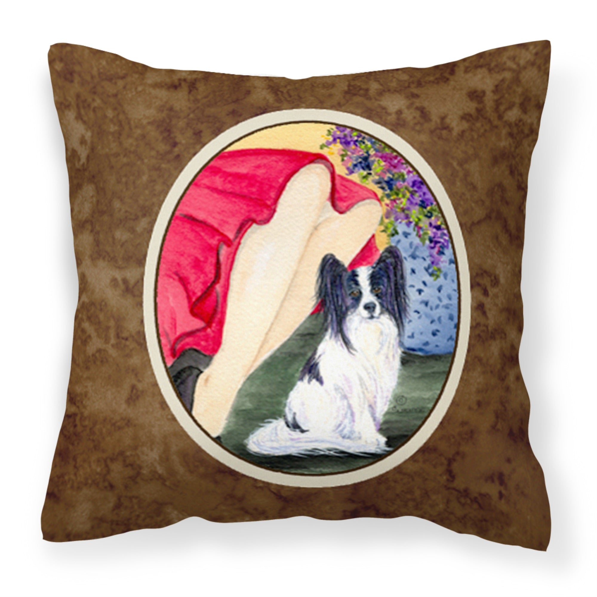 Carolines Treasures SS8523PW1414 Lady with her Papillon Decorative Canvas Fabric Pillow, Large, Multicolor