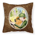 Carolines Treasures SS8527PW1414 Lady driving with her Chow Chow Fabric Pillow, Large, Multicolor