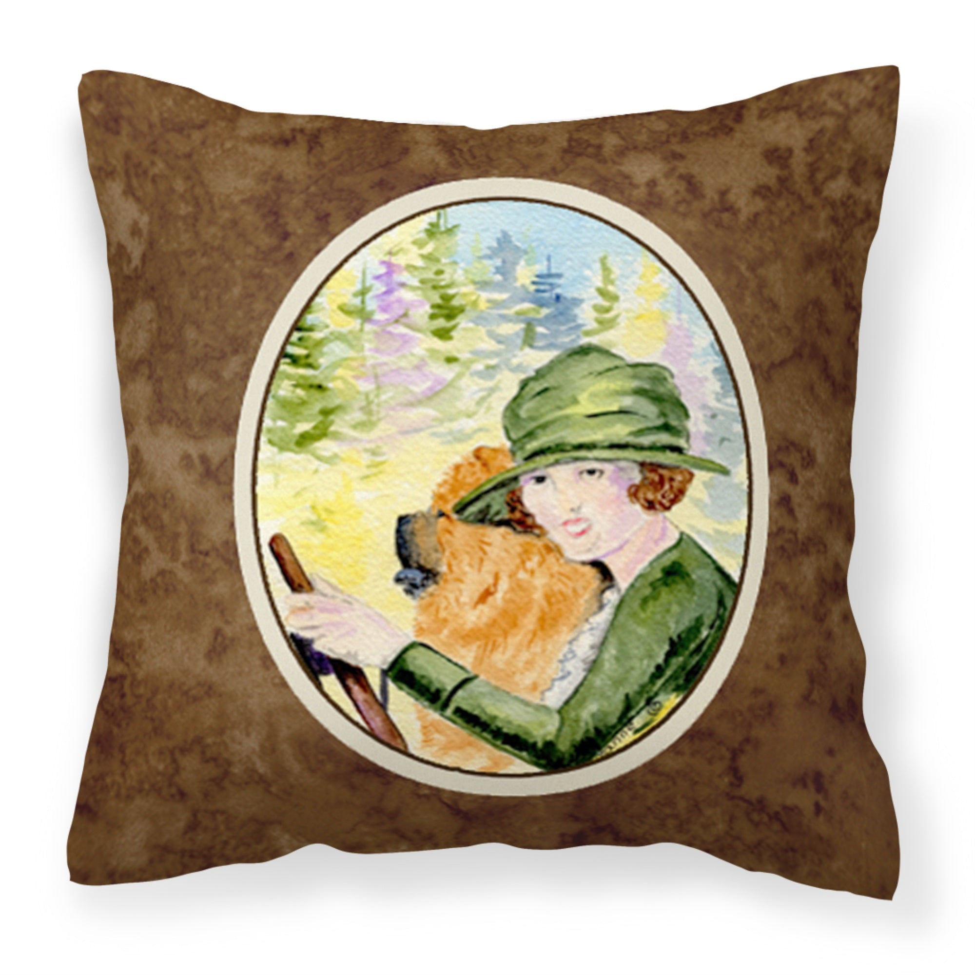 Carolines Treasures SS8527PW1414 Lady driving with her Chow Chow Fabric Pillow, Large, Multicolor
