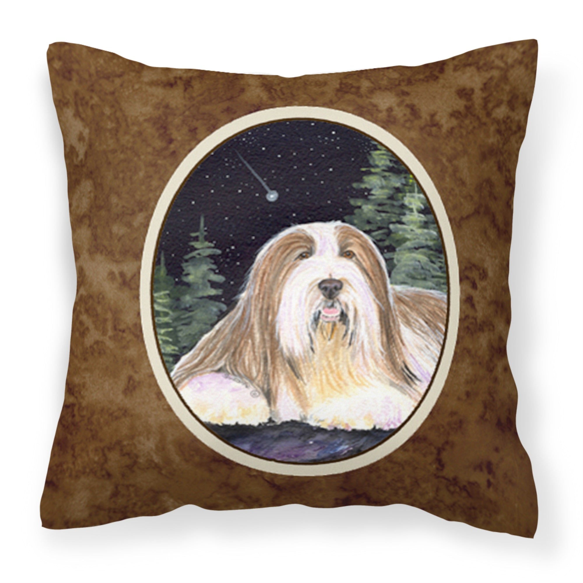 Carolines Treasures SS8529PW1414 Starry Night Bearded Collie Fabric Pillow, Large, Multicolor