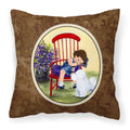 Carolines Treasures SS8533PW1414 Little Girl with her Bichon Frise Fabric Pillow, Large, Multicolor