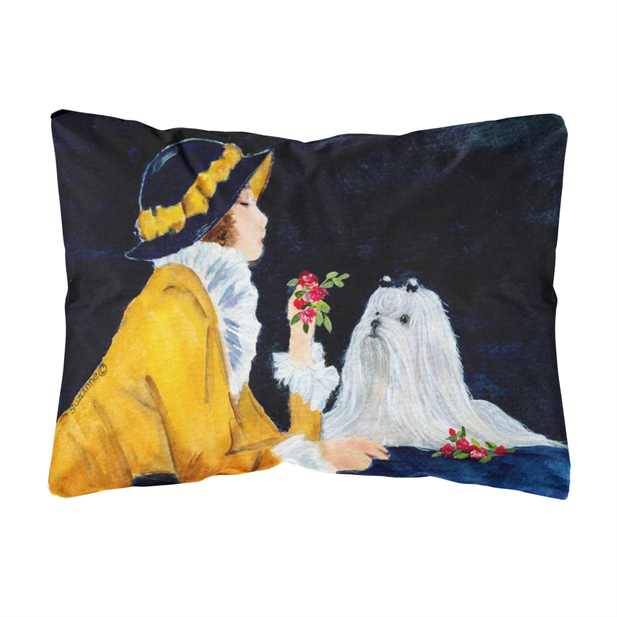 Carolines Treasures SS8537PW1216 Lady with her Maltese Decorative Canvas Fabric Pillow, Large, Multicolor