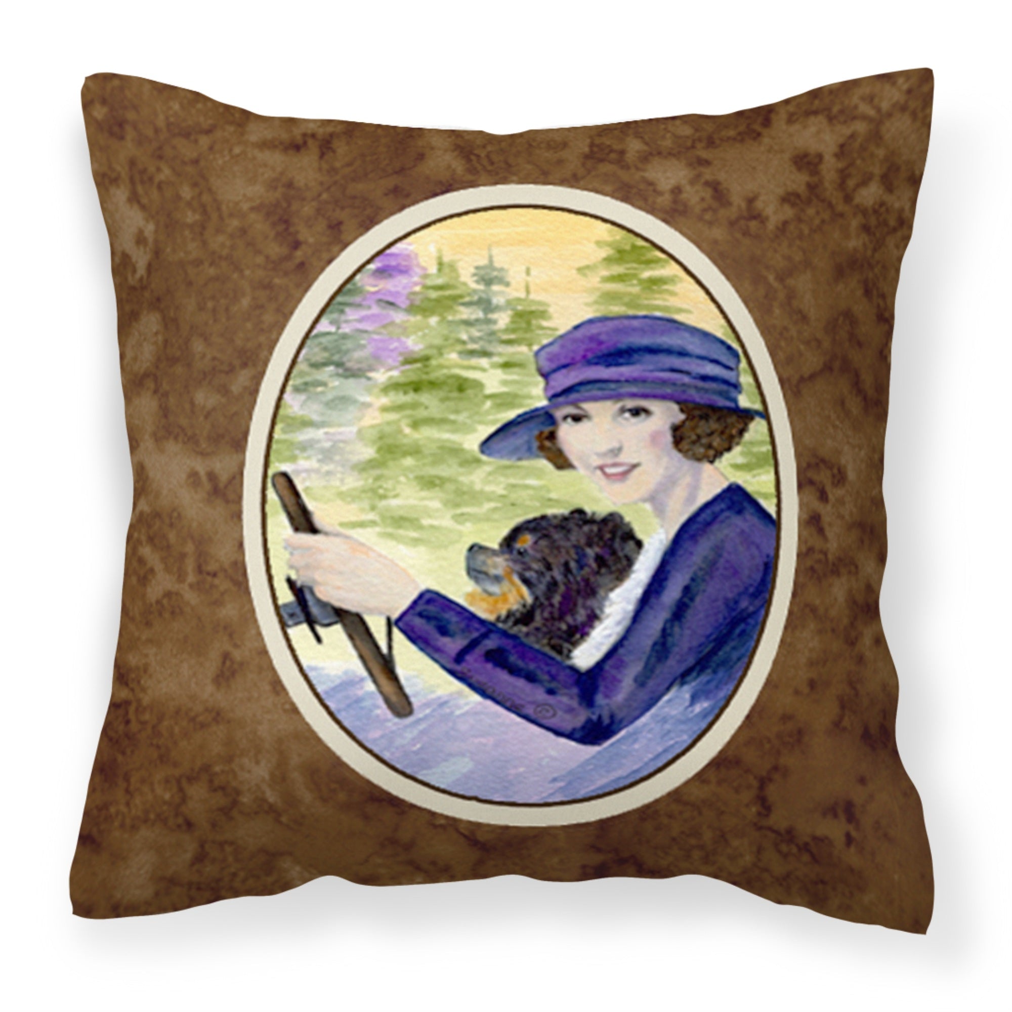 Carolines Treasures SS8538PW1414 Lady driving with her Pomeranian Fabric Pillow, Large, Multicolor