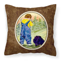 Carolines Treasures SS8544PW1414 Little Boy with his Pomeranian Fabric Pillow, Large, Multicolor