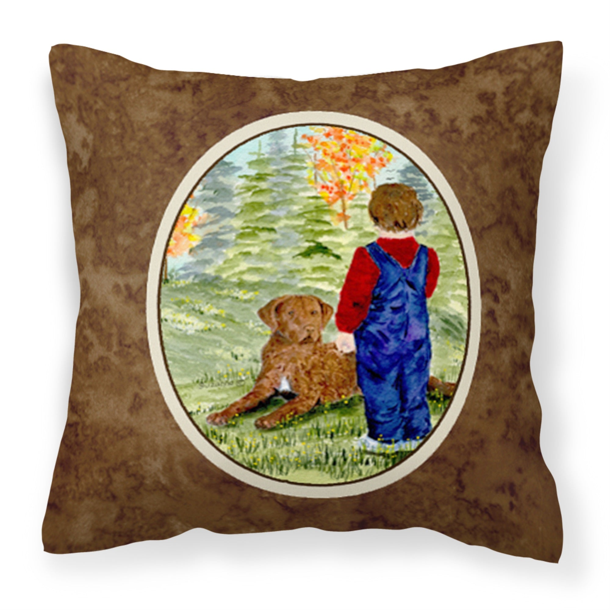 Carolines Treasures SS8547PW1414 Little boy with his Chesapeake Bay Retriever Pillow, Large, Multicolor