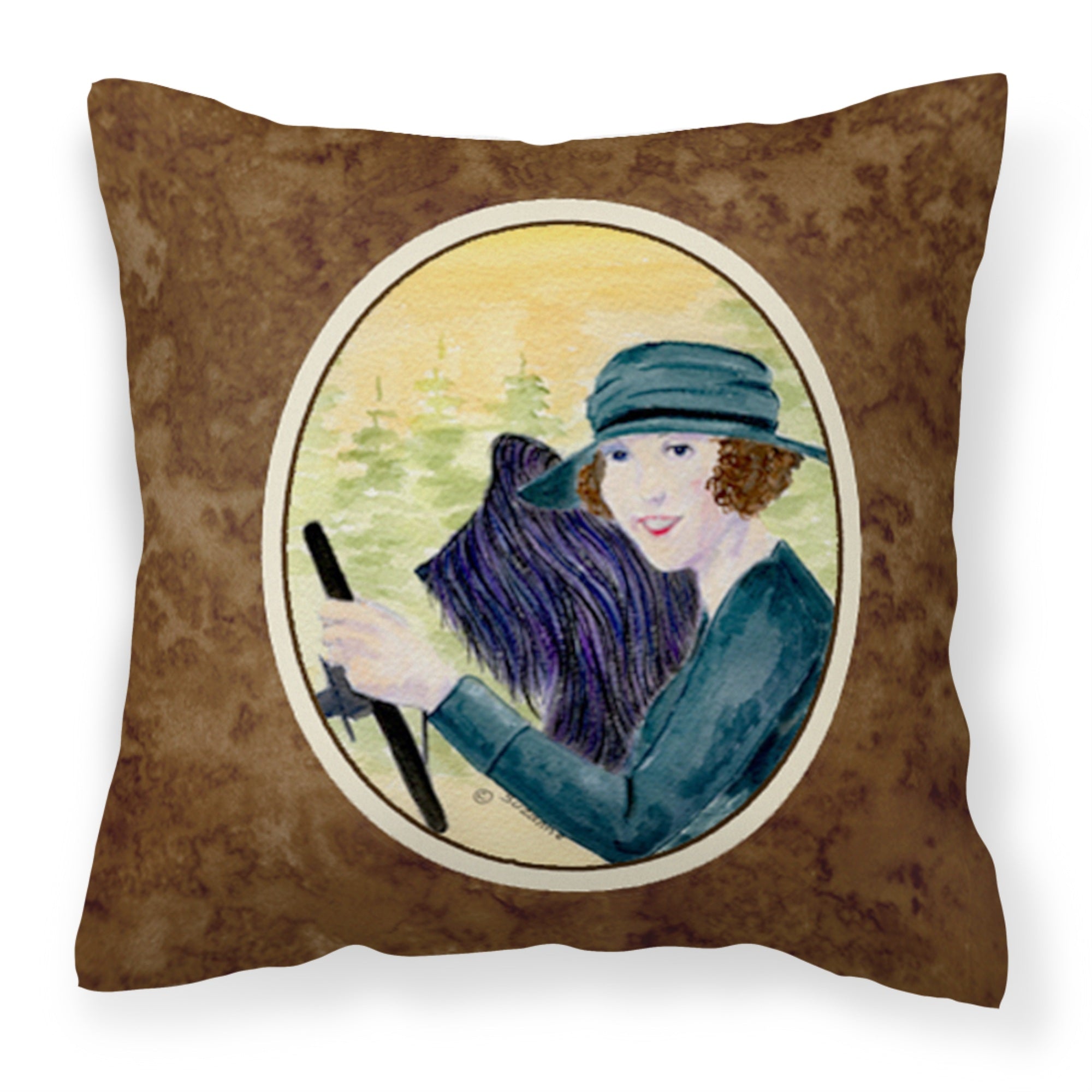 Carolines Treasures SS8549PW1414 Lady driving with her Briard Fabric Pillow, Large, Multicolor