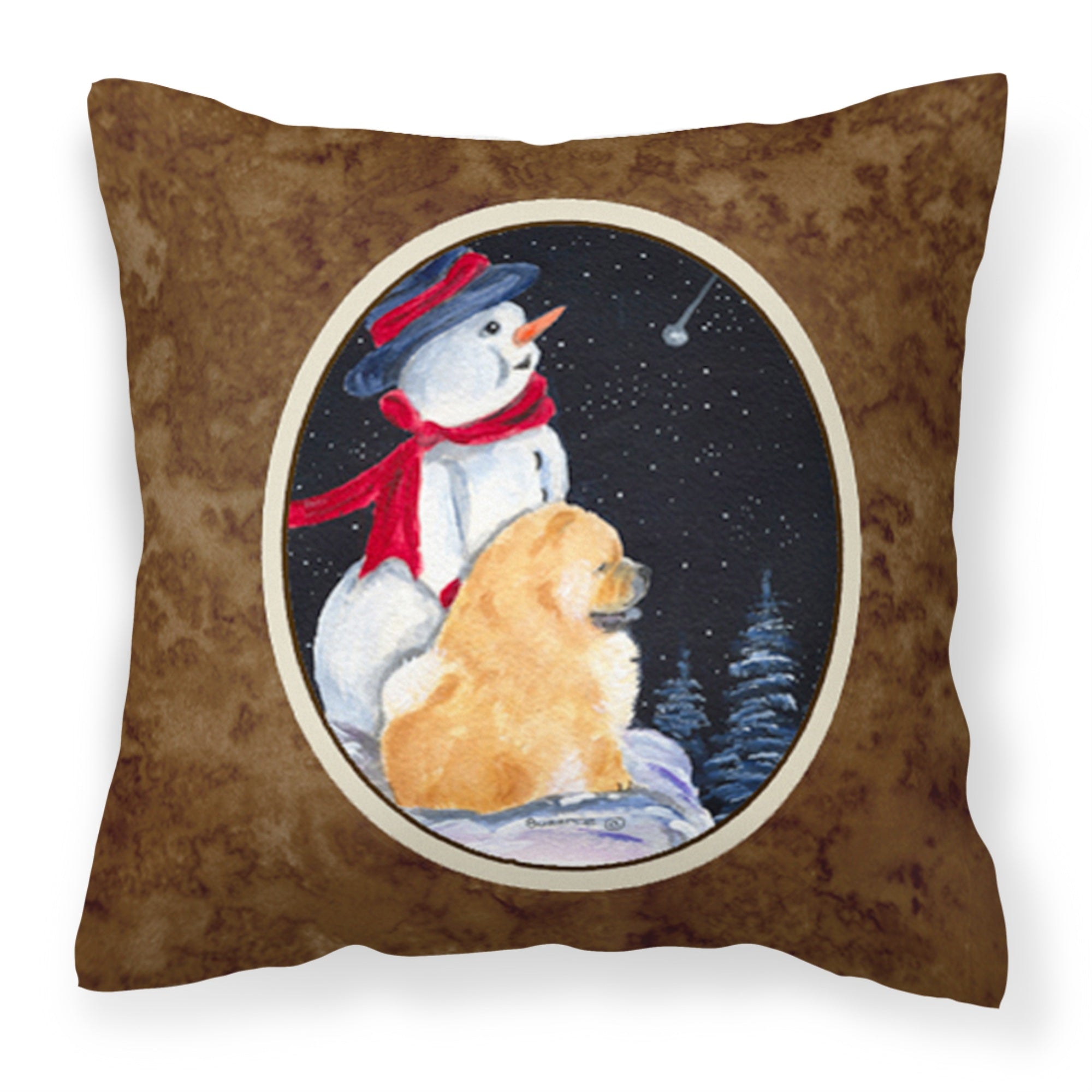Carolines Treasures SS8554PW1414 Snowman with Chow Chow Decorative Canvas Fabric Pillow, Large, Multicolor