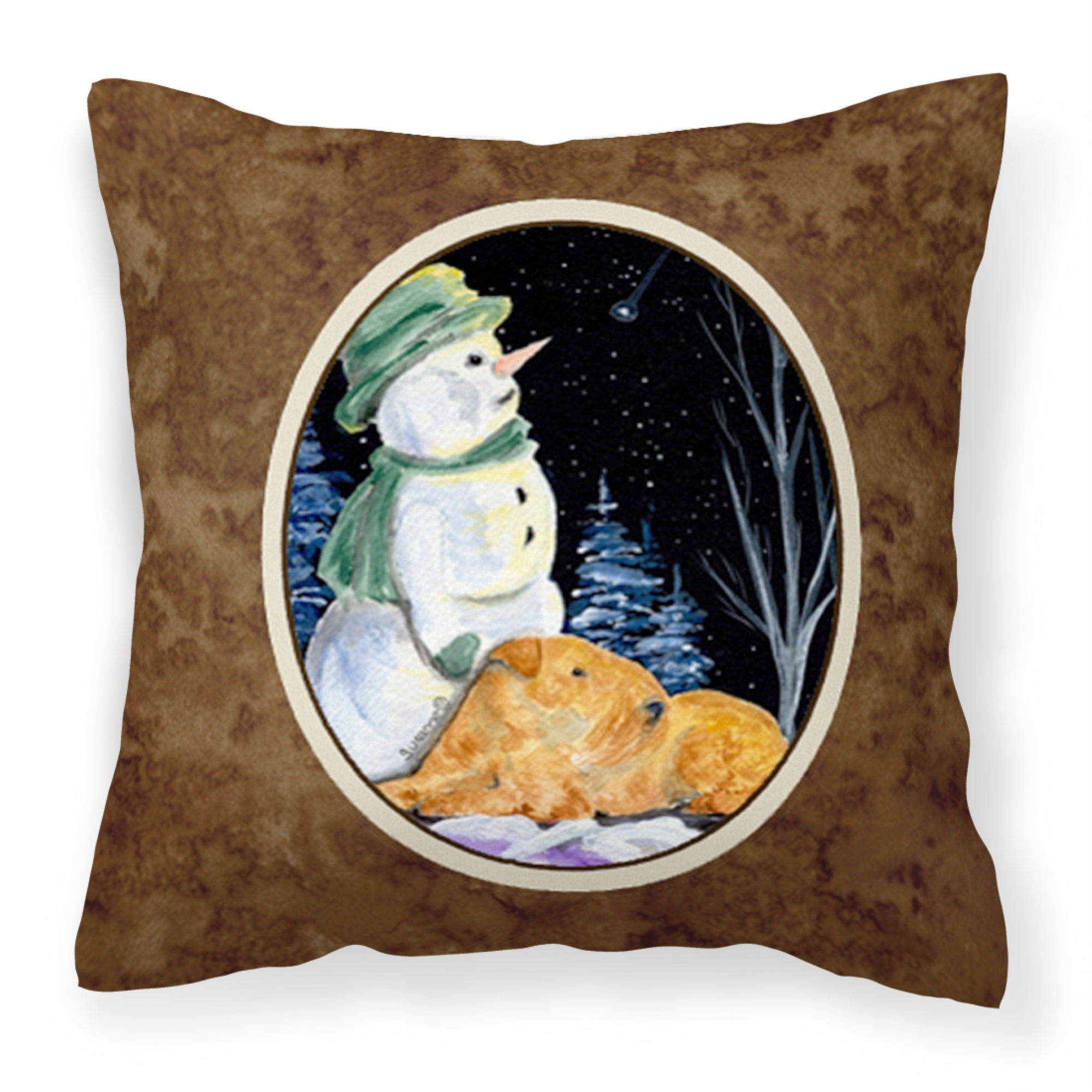 Carolines Treasures SS8555PW1414 Snowman with Welsh Terrier Fabric Pillow, Large, Multicolor