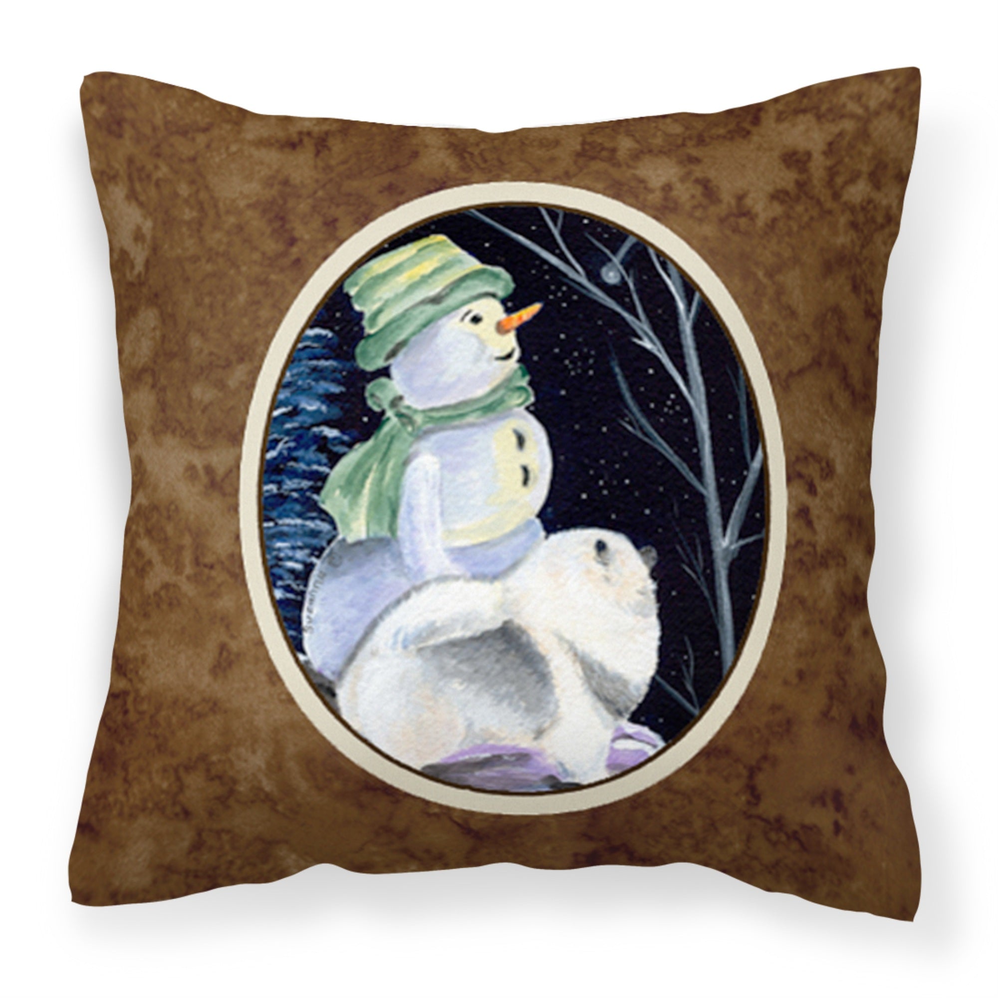 Carolines Treasures SS8557PW1414 Snowman with Keeshond Decorative Canvas Fabric Pillow, Large, Multicolor