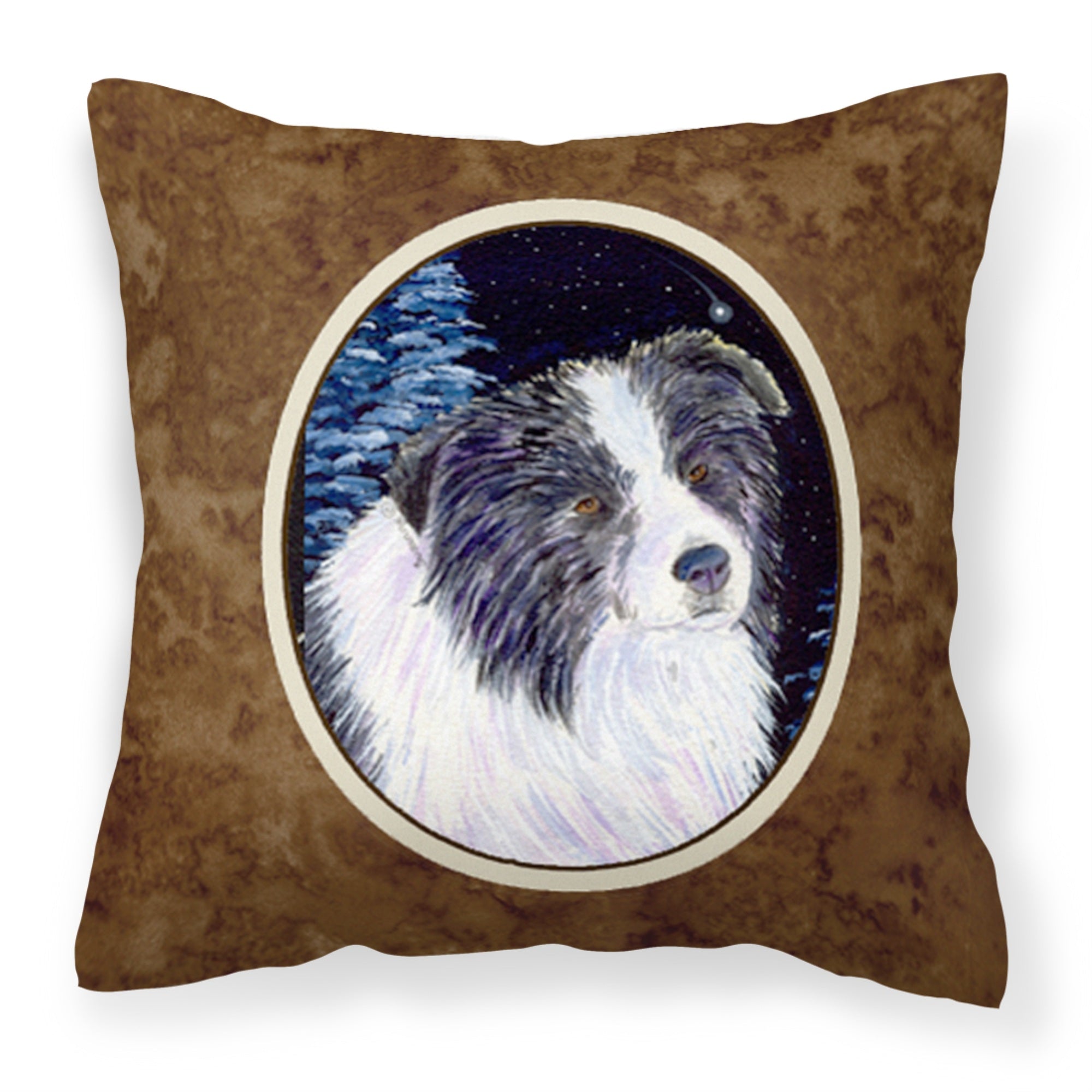 Carolines Treasures SS8558PW1414 Starry Night Border Collie Fabric Pillow, Large, Multicolor