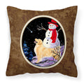 Carolines Treasures SS8579PW1414 Golden Retriever with Snowman in red Hat Pillow, Large, Multicolor