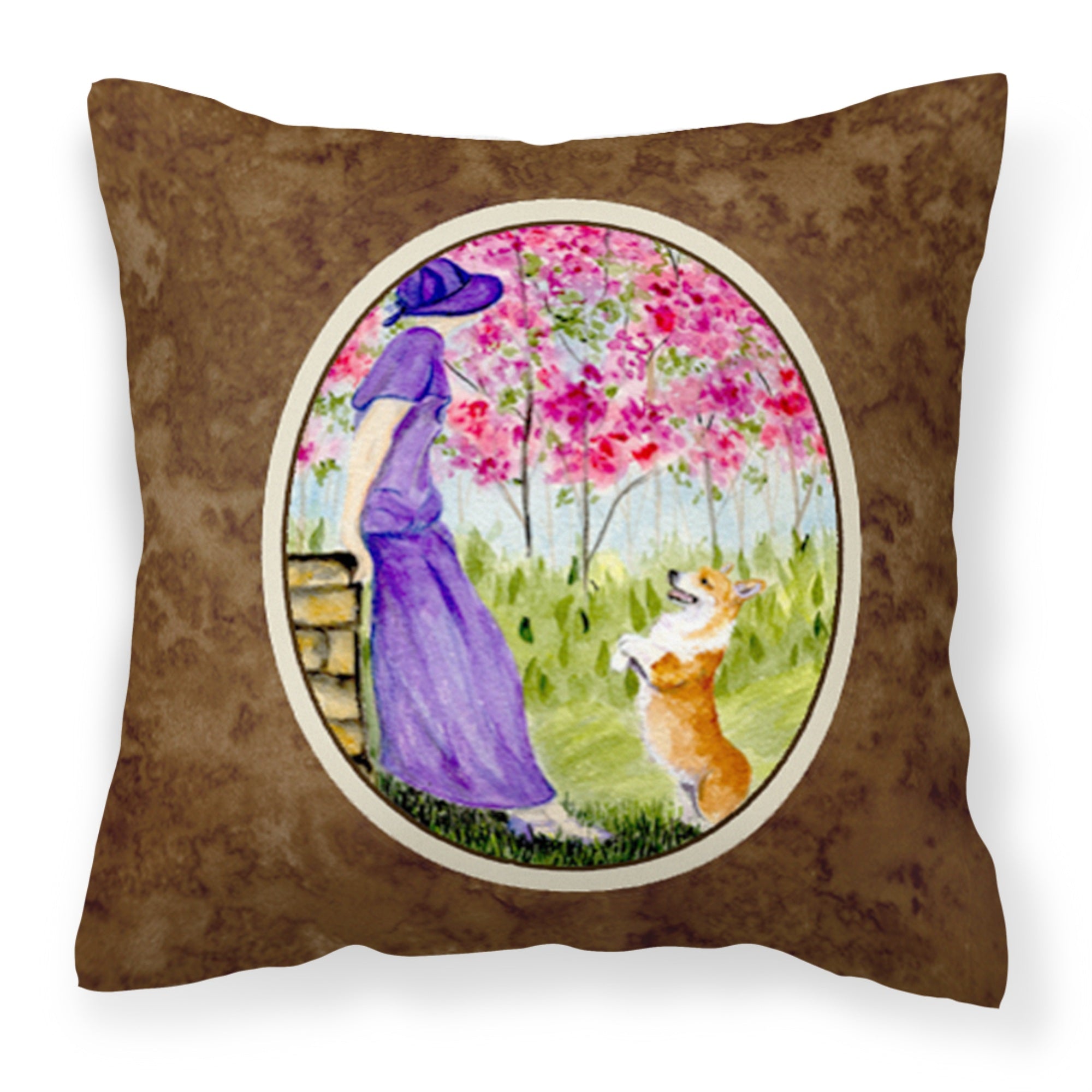 Carolines Treasures SS8616PW1414 Corgi Decorative Canvas Fabric Pillow, Large, Multicolor
