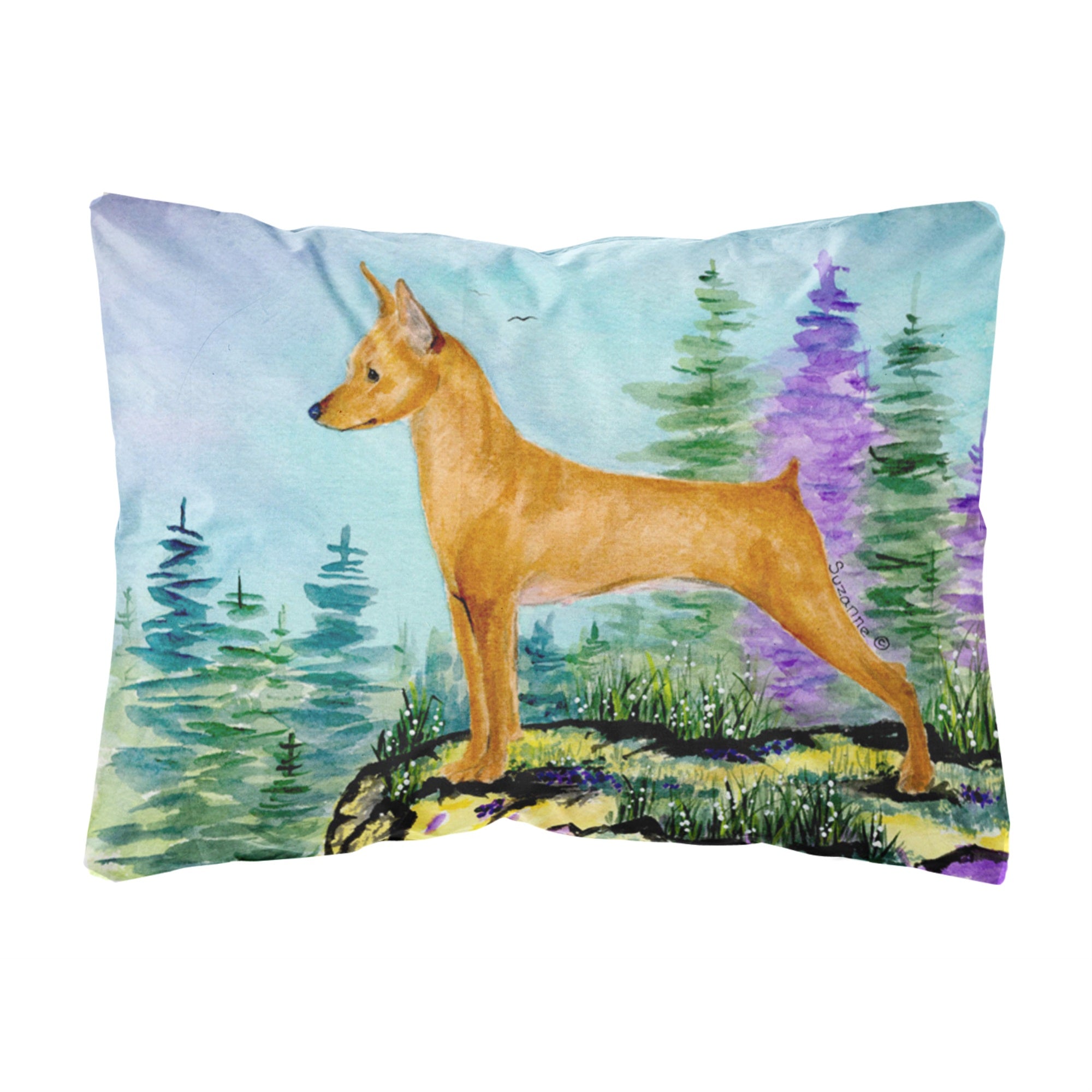 Carolines Treasures SS8660PW1216 Min Pin Decorative Canvas Fabric Pillow, Large, Multicolor
