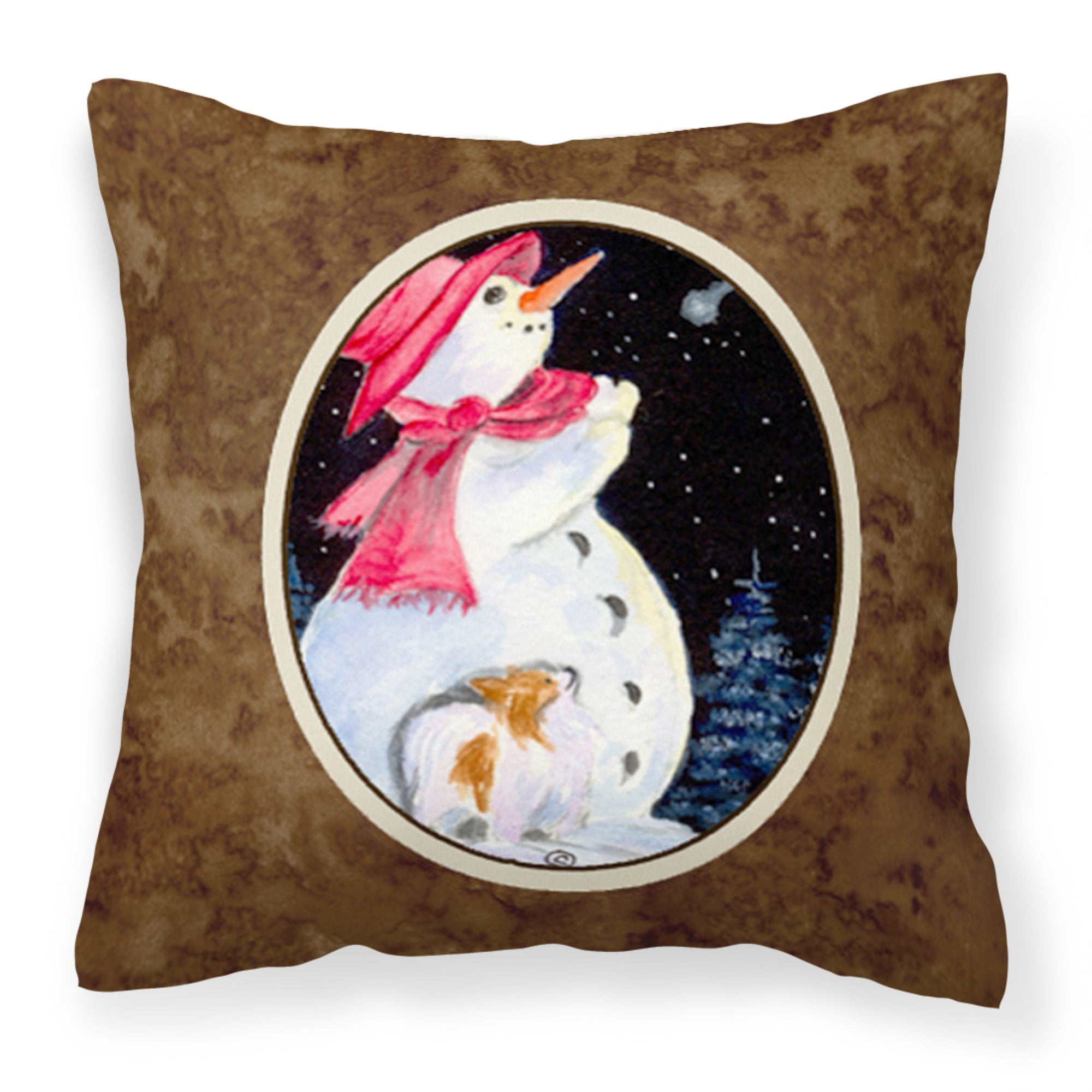 Carolines Treasures SS8793PW1414 Snowman with Papillon Decorative Canvas Fabric Pillow, Large, Multicolor