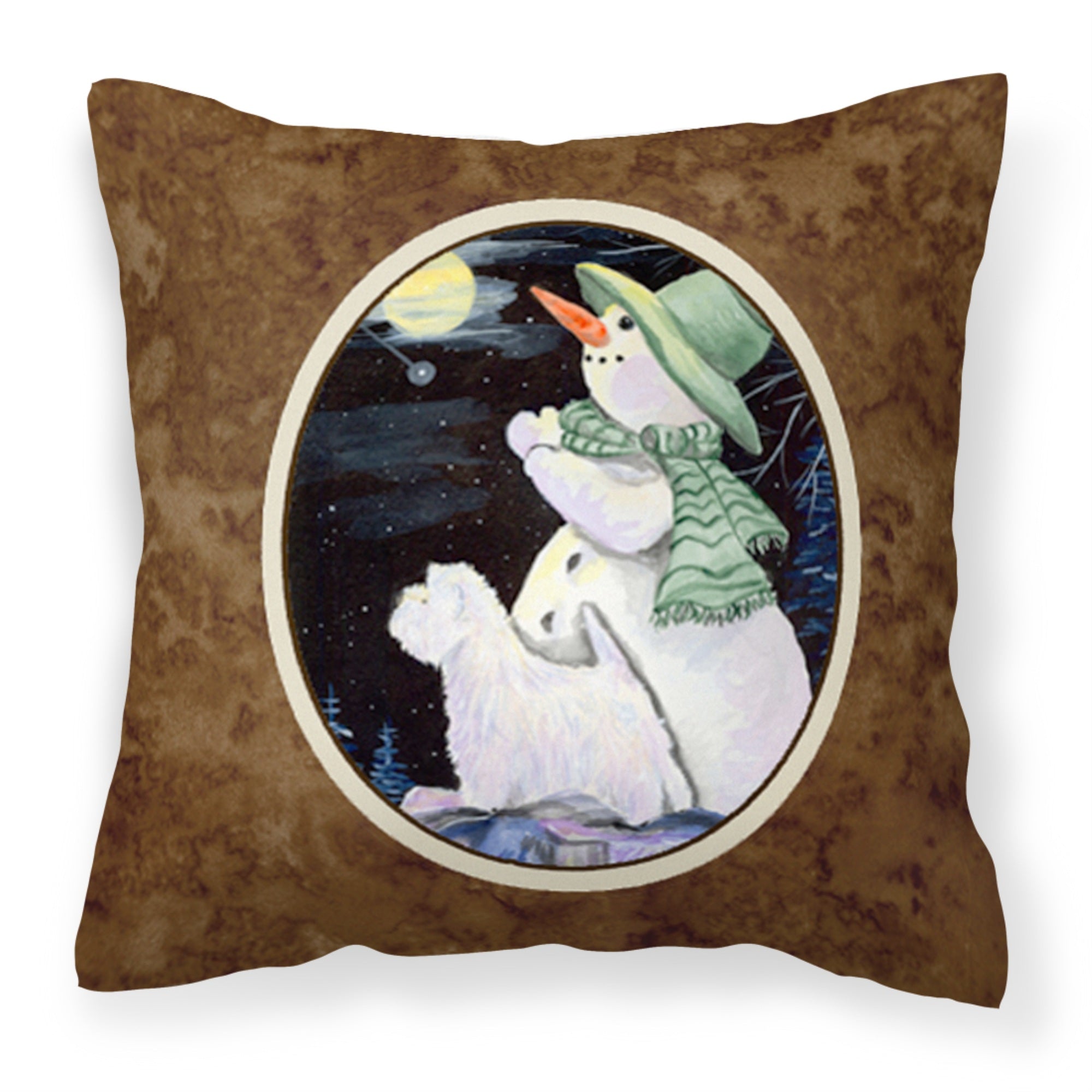 Carolines Treasures SS8797PW1414 Snowman with Westie Decorative Canvas Fabric Pillow, Large, Multicolor