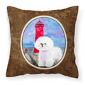 Carolines Treasures SS8891PW1414 Lighthouse with Bichon Frise Fabric Pillow, Large, Multicolor