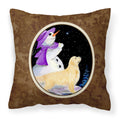 Carolines Treasures SS8950PW1414 Snowman with Golden Retriever Fabric Pillow, Large, Multicolor