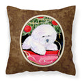 Carolines Treasures SS8957PW1414 Christmas Tree with Bichon Frise Fabric Pillow, Large, Multicolor