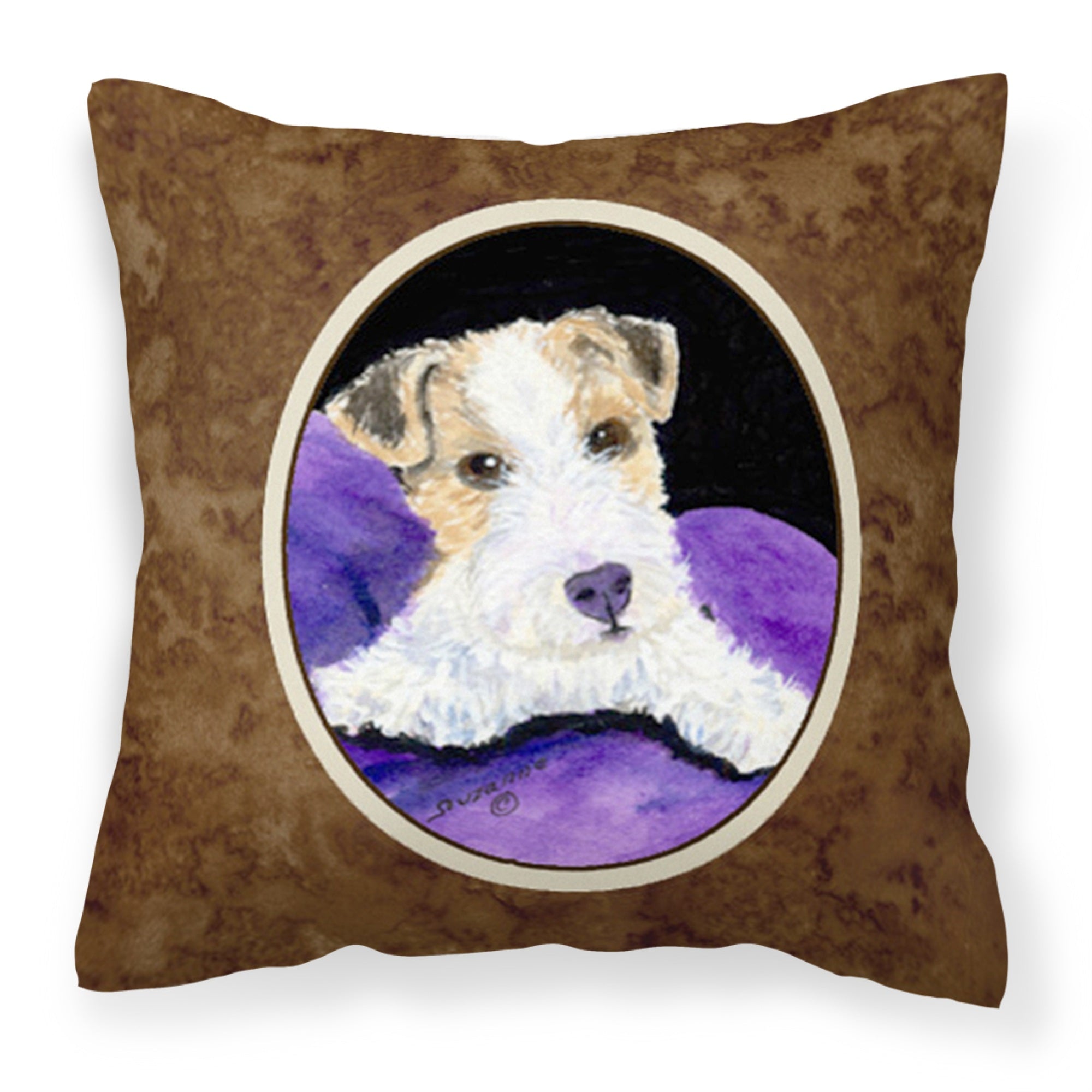 Carolines Treasures SS8971PW1414 Fox Terrier Decorative Canvas Fabric Pillow, Large, Multicolor