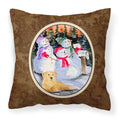 Carolines Treasures SS8989PW1414 Snowman with Golden Retriever Fabric Pillow, Large, Multicolor