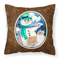 Carolines Treasures SS8996PW1414 Snowman with Australian Shepherd Fabric Pillow, Large, Multicolor