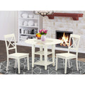 SUBO3-LWH-W 3 Piece Sudbury Set With One Round Dinette Table And Two Dinette Chairs With Wood Seat In A Rich Linen White Finish.