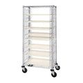 Tray Cart, mobile, full size, 30W x 18D x 69H, side loading, holds (39) trays, casters, chrome plated finish, NSF