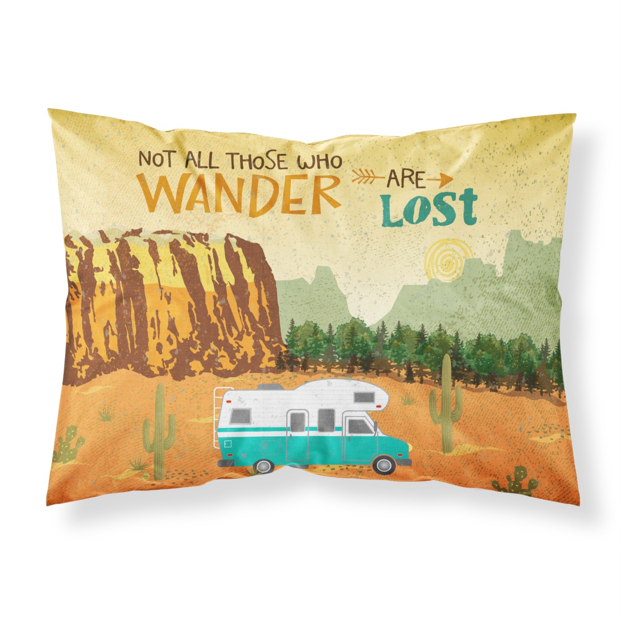 RV Camper Camping Wander Fabric Standard Pillowcase