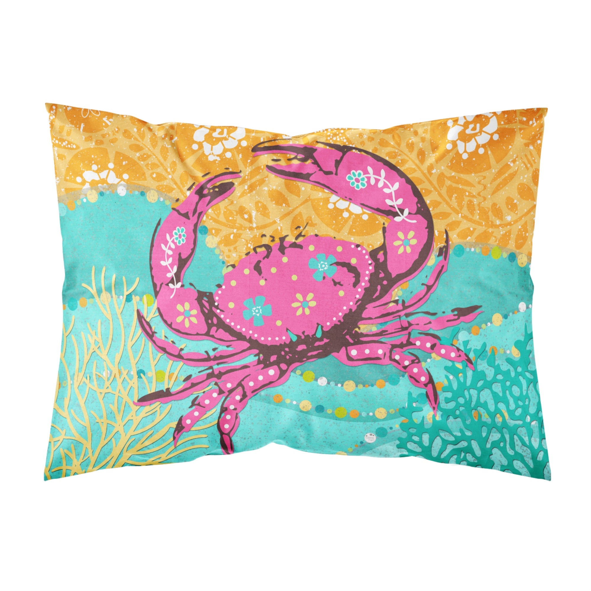 Carolines Treasures Pink Coastal Crab Fabric Standard Pillowcase