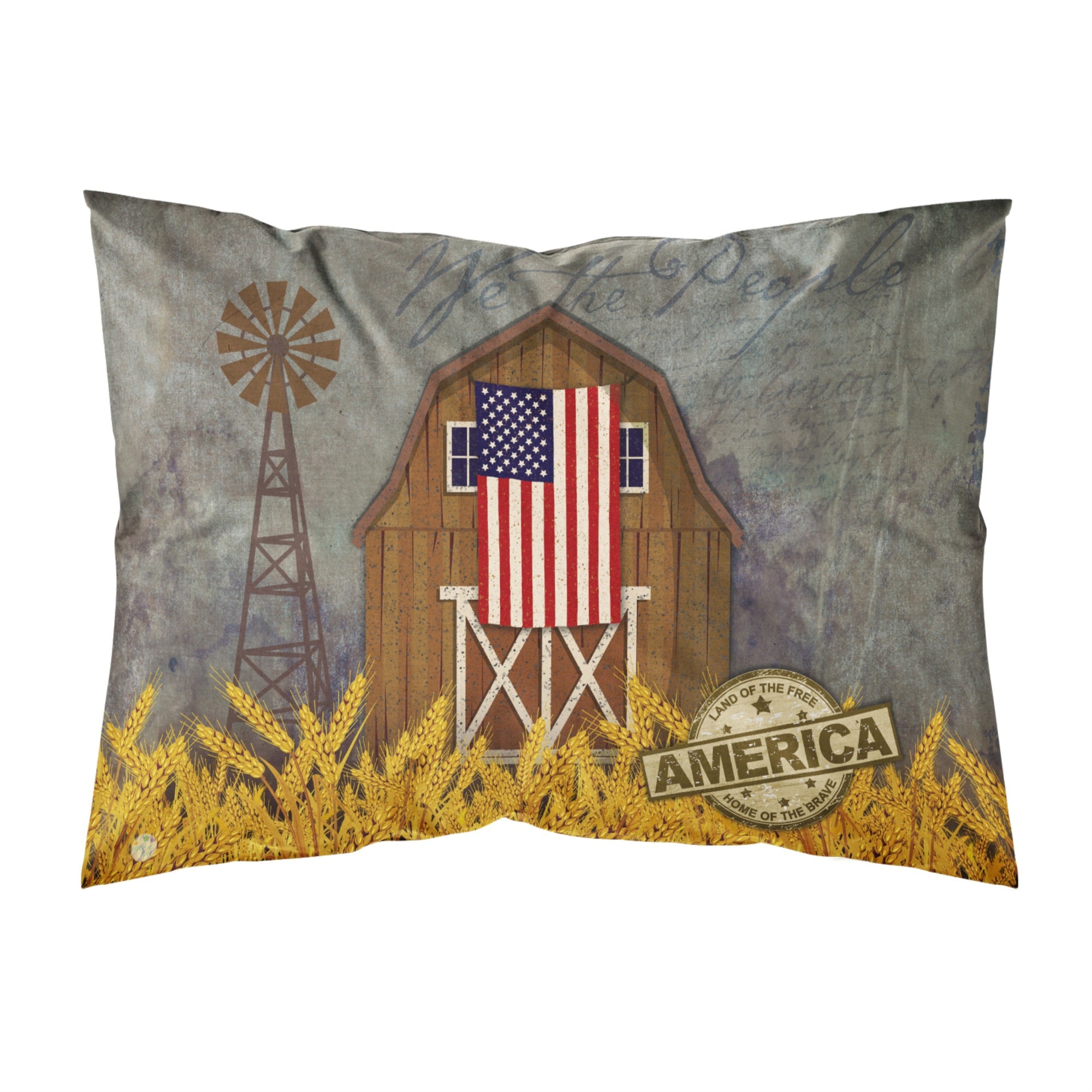 Carolines Treasures Patriotic Barn Land of America Fabric Standard Pillowcase, Multicolor