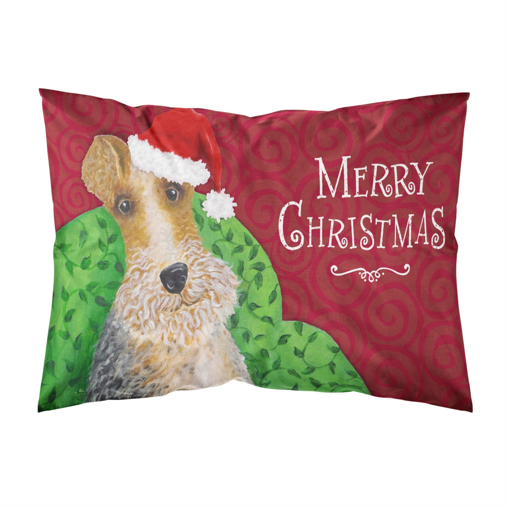 Carolines Treasures Wire Fox Terrier Christmas Fabric Standard Pillowcase, Multicolor