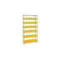 Bin System Unit, stationary, includes: (4) posts, (7) wire shelves, (20) 18-1/2L x 6-5/8W x 7H (QP1867) and (8) 18-1/2L x 8-3/8W