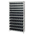 Bin Wire Shelving System, conductive, 36W x 12D x 74H overall size, 800 lb. capacity per shelf, includes: (12) wire shelves, (4)