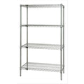 Wire Shelving Starter Kit, 42W x 18D x 54H, 600 - 800 lb. capacity, includes (4) wire shelves and (4) posts, chrome plated finis