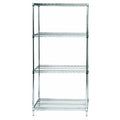 Wire Shelving Starter Kit, 36W x 21D x 54H, 600 - 800 lb. capacity, includes (4) wire shelves and (4) posts, chrome plated finis
