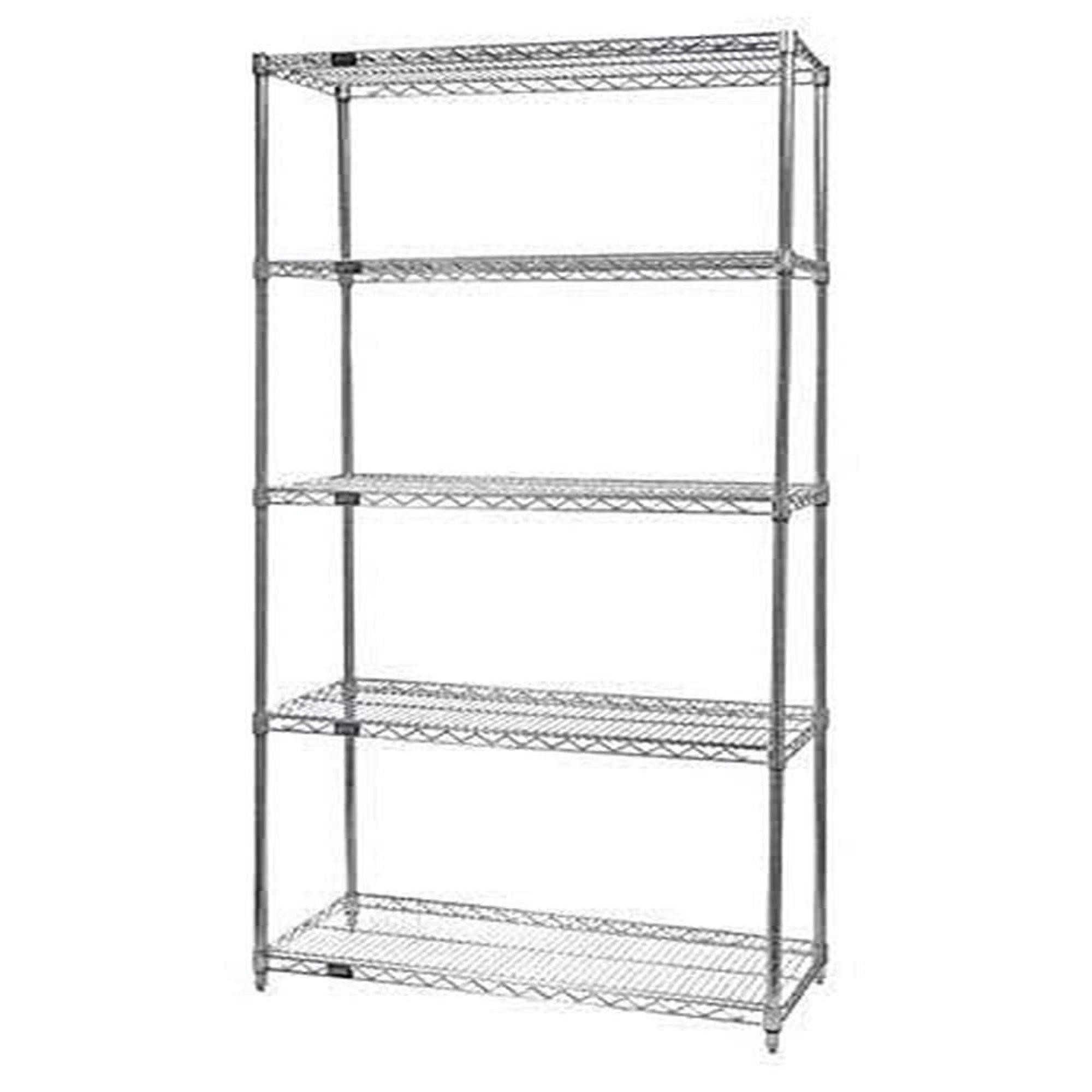 Wire Shelving Starter Kit, 42W x 24D x 54H, 600 - 800 lb. capacity, includes (5) wire shelves and (4) posts, 304 stainless steel