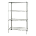Wire Shelving Starter Kit, 72W x 24D x 54H, 600 - 800 lb. capacity, includes (4) wire shelves and (4) posts, chrome plated finis
