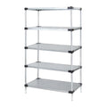 Solid Shelving Starter Kit, 72W x 24D x 54H, 300 - 600 lb. capacity, includes (5) solid shelves and (4) posts, galvanized steel,