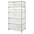Bin Wire Shelving System, 36W x 24D x 74H overall size, 800 lb. capacity per shelf, includes: (6) wire shelves, (4) posts, (9) Q