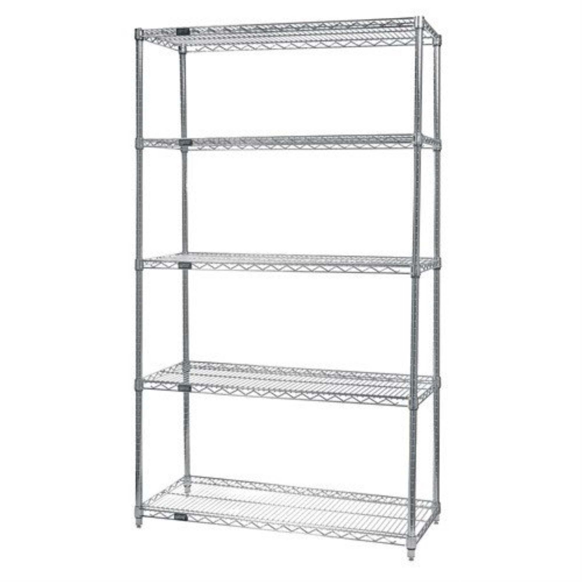 Wire Shelving Starter Kit, 60W x 12D x 63H, 600 - 800 lb. capacity, includes (5) wire shelves and (4) posts, 304 stainless steel