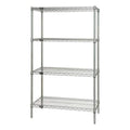 Wire Shelving Starter Kit, 36W x 18D x 63H, 600 - 800 lb. capacity, includes (4) wire shelves and (4) posts, chrome plated finis