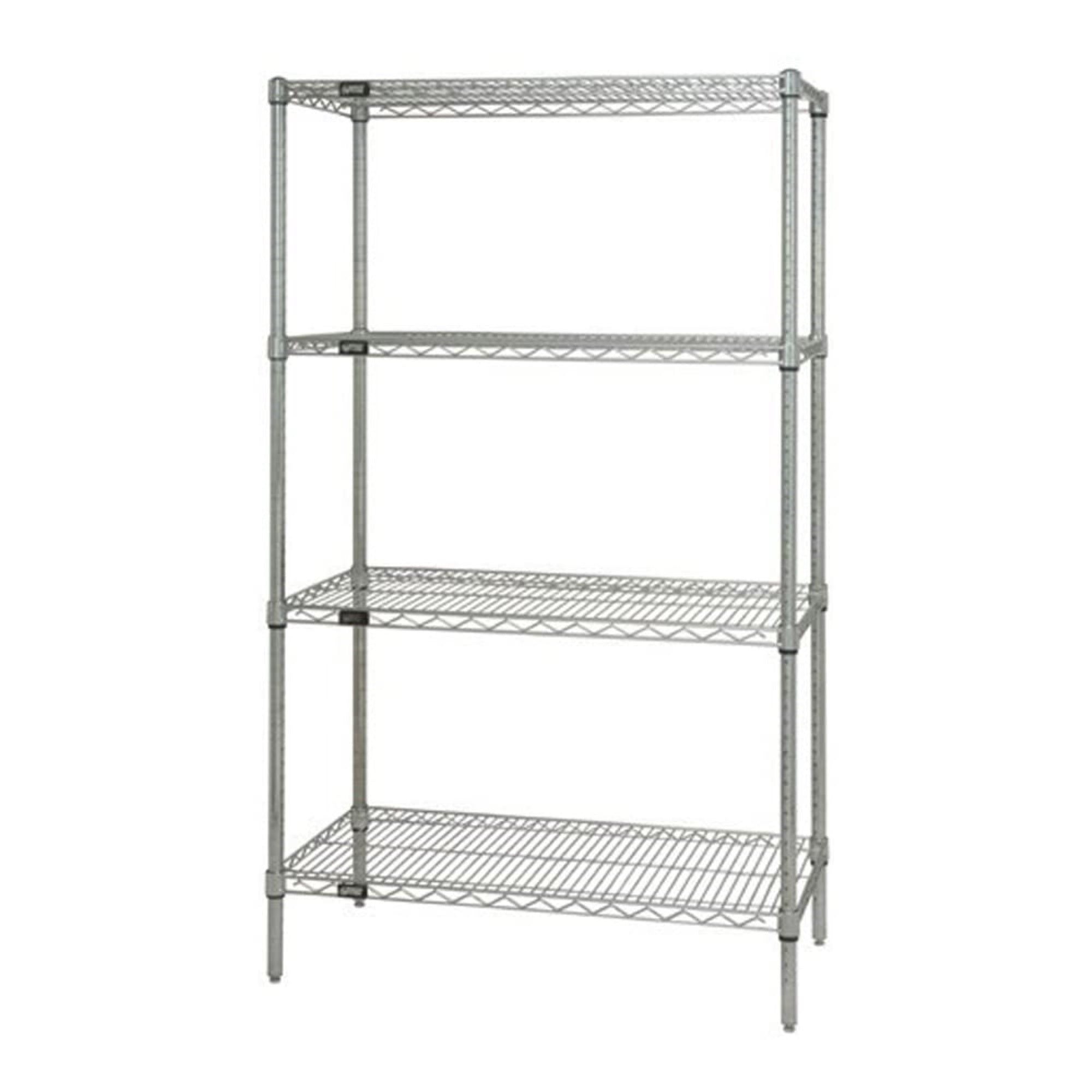 Wire Shelving Starter Kit, 60W x 18D x 63H, 600 - 800 lb. capacity, includes (4) wire shelves and (4) posts, chrome plated finis
