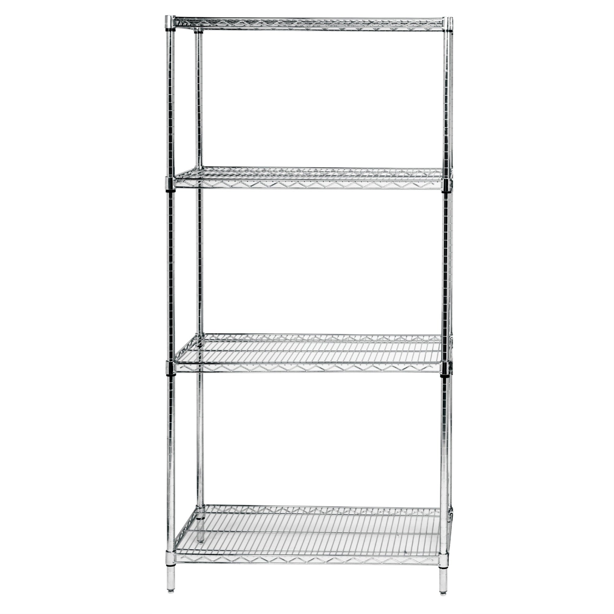 Wire Shelving Starter Kit, 60W x 18D x 63H, 600 - 800 lb. capacity, includes (4) wire shelves and (4) posts, 304 stainless steel