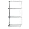 Wire Shelving Starter Kit, 30W x 21D x 63H, 600 - 800 lb. capacity, includes (4) wire shelves and (4) posts, chrome plated finis
