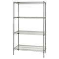 Wire Shelving Starter Kit, 48W x 24D x 63H, 600 - 800 lb. capacity, includes (4) wire shelves and (4) posts, chrome plated finis