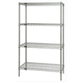 Wire Shelving Starter Kit, 60W x 24D x 63H, 600 - 800 lb. capacity, includes (4) wire shelves and (4) posts, chrome plated finis
