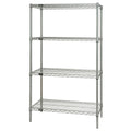 Wire Shelving Starter Kit, 72W x 24D x 63H, 600 - 800 lb. capacity, includes (4) wire shelves and (4) posts, chrome plated finis