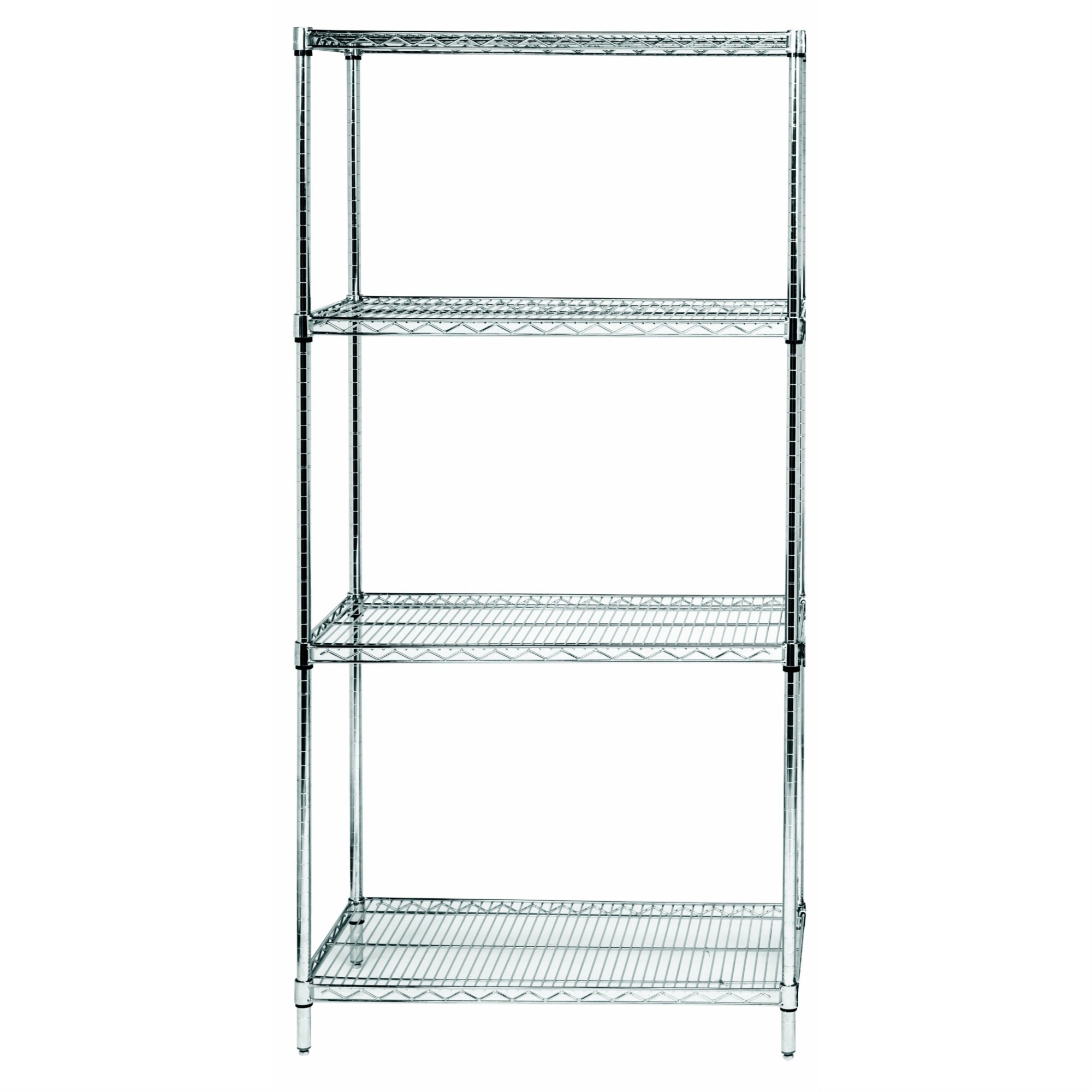 Wire Shelving Starter Kit, 72W x 24D x 63H, 600 - 800 lb. capacity, includes (4) wire shelves and (4) posts, 304 stainless steel