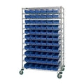 Bin Wire Shelving System, 48L x 12D x 74H, 800 lbs load capacity per shelf, includes: (12) shelves and (110) QSB101 green bins, 